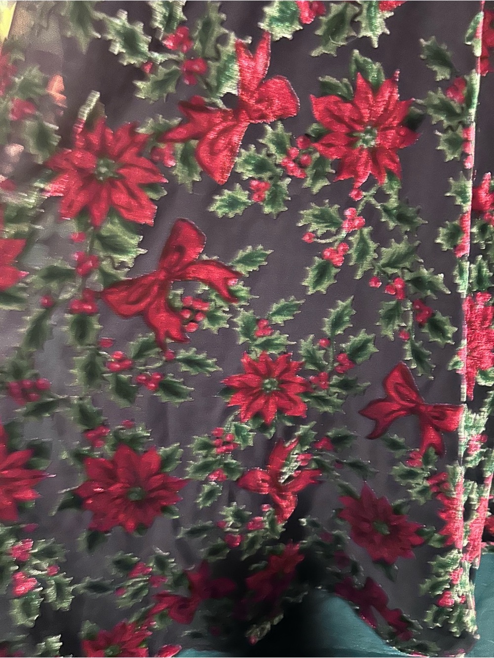ModCloth Black Midi Dress with Red Floral Pattern - Picture 4 of 12